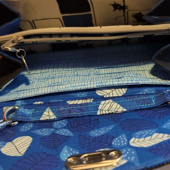 Canvas cat pattern wallet bag wristlet Nwot - Picture 9 of 9